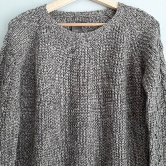 ICHI Denmark Anubis Crewneck Pullover Knit Sweater Gray Sz S - Picture 3 of 13